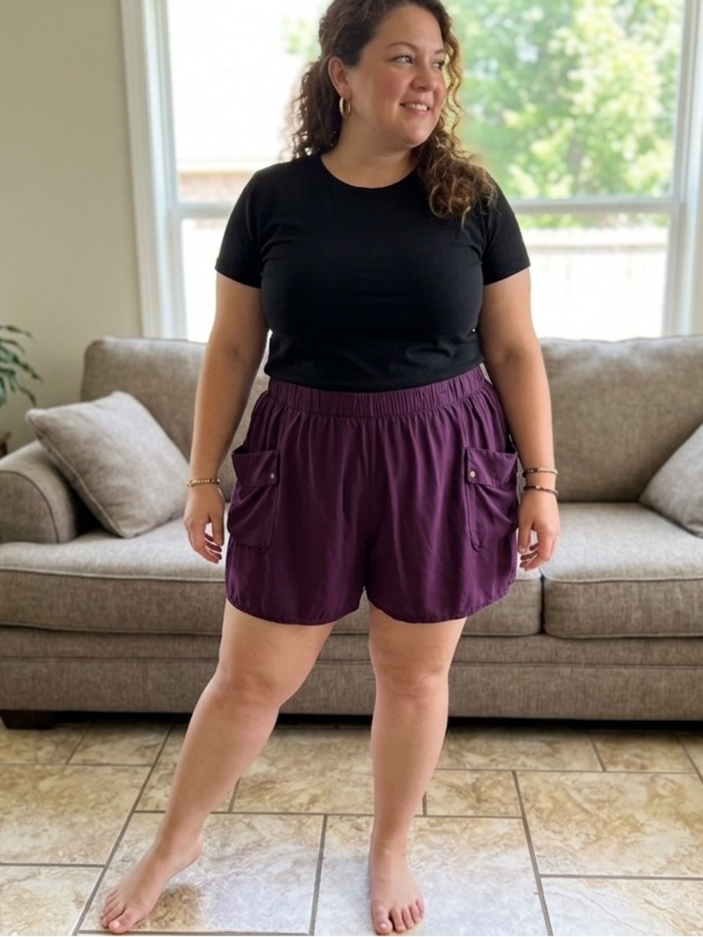 GAP Plum Cargo Pull-On Shorts
